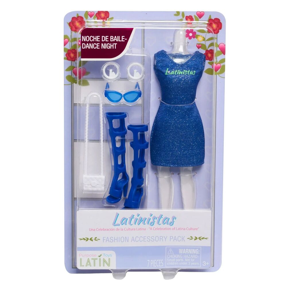 Latinistas Fashion “Dance Night” 6 Piece Outfit & Accessories for 11.5-in Doll